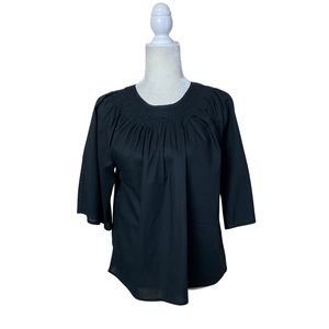 Gap Black Pintuck 3/4 Bell Sleeves Cotton Top Size XS